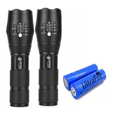 2X Rechargeable Li-ion Battery 3.7V Battery +2PCS Tactical Zoom Flashlight Torch