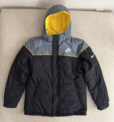 Vtg Y2k 90s Nike Logo Reversible Puffer Fleece Lined Jacket Sz XL 18-20 Grey Tag