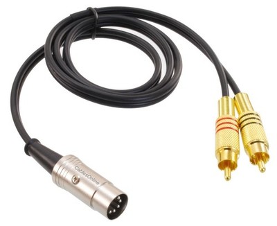 3ft 5-Pin DIN to 2-RCA Black Audio Cable, CablesOnline BO-203K
