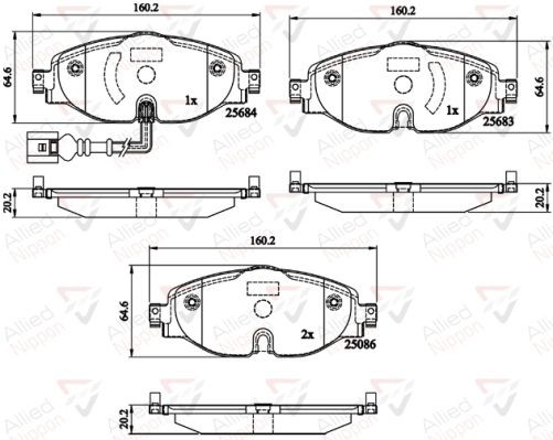 Brake Pad Set For Disc Front Fits Audi A1 A3 Cupra Seat ALLIED NIPPON ADB12158