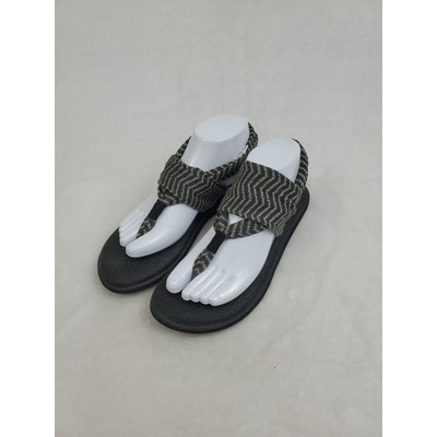 Sanuk Yoga Sling Women s Size 7 Gray Cream Flip Flop Sandals Comfort Casual Shoe