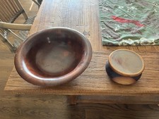Collection of hand turned wood bowls, 3 with lids.