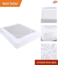 Sleek 4-Side Elastic Box Spring Cover, Full Size - Machine Washable in White