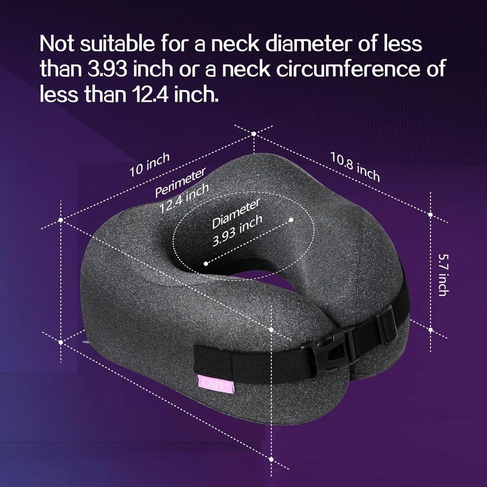 Memory Foam Travel Neck Pillow for Support & Comfort, Machine Washable