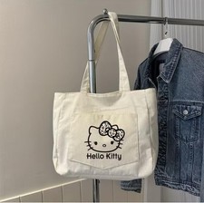 Hello Kitty Large Tote Capacity Fleece Handbag - White Color