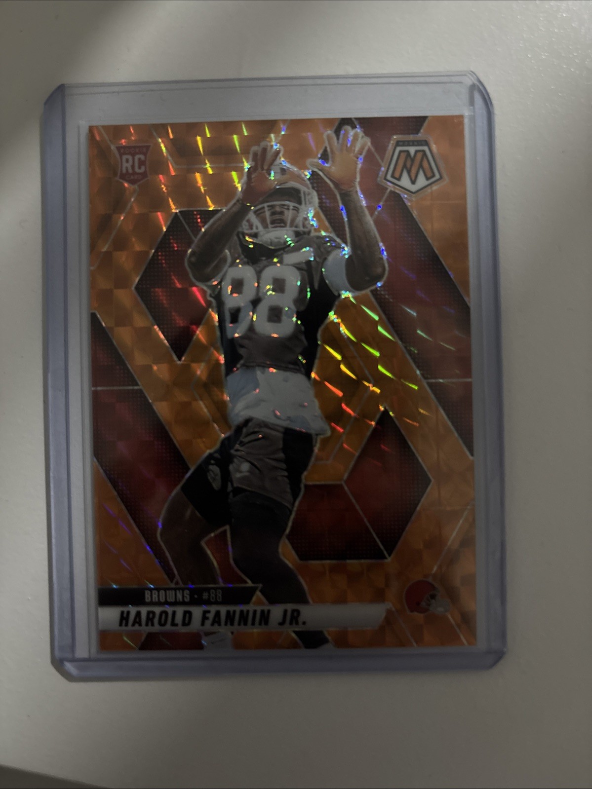 Harold Fannin Jr 2025 Panini Mosaic #384 Orange Prizm Rookies Rookie RC /199