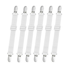 10 pcs Adjustable Bed Sheet Straps,Bed Clips, Elastic 10pcs, White