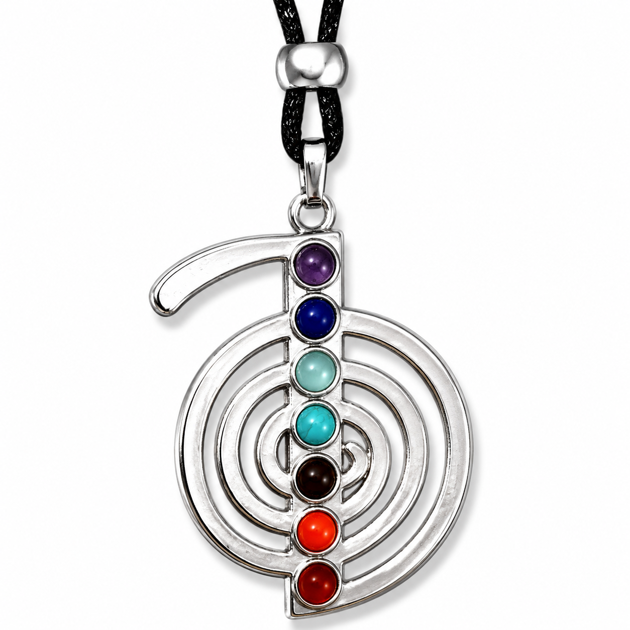 Cho Ku Rei Chakra Pendant Reiki Healing Necklace 7 Gemstone Crystal Gift & Boxed