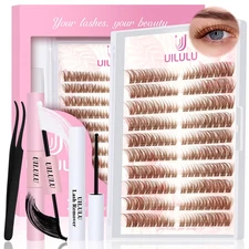 Brown Lash Clusters Kit Natural Lashes Extensions Wispy Eyelash Cluster 160Pcs D