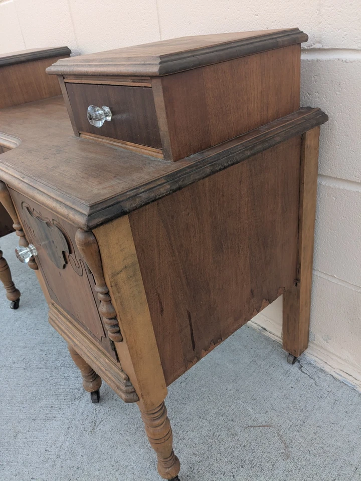 Escritorio tocador vintage sin espejo estilo Hollywood Regency Foto 3 de 4