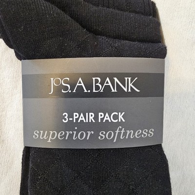 NWT Jos A Bank 3-pair Superior Softness Mid Calf Bamboo Blend Black Mens 8-12