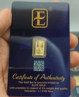 Elite Gold 1 Gram Fine Gold Bar 999.9 Bullion Sealed Certificate of Authenticity