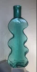 VINTAGE BLENKO GLASS PUZZLE PIECE BOTTLE VASE 8904 HANK ADAMS TEAL 15.75"