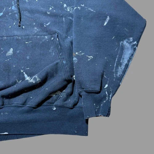 Sudadera con Capucha Pullover Vintage Años 90 Y2K Blanco Premium Tejido Inverso Envejecido - Grande Foto 4 de 4