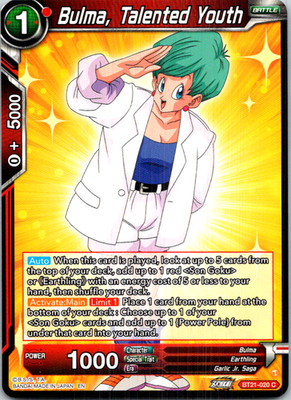 Bulma, Talented Youth BT21-020 Dragon Ball Super Card Game NM