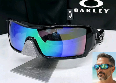Custom OAKLEY black OIL RIG +(aftermarket) green POLARIZED sunglasses NEW IN BOX