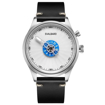Svalbard TIME TRAVEL HX20 Quarz Stahl Schwarz Weib Leder Saphir Herren Uhr