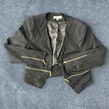 Philosophy Republic Clothing Blazer Jacket Womens Medium Black Open Front Zip