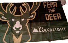 EUC NBA Milwaukee Bucks Champion Fear The Deer Coors Light 30" x 48" Flag