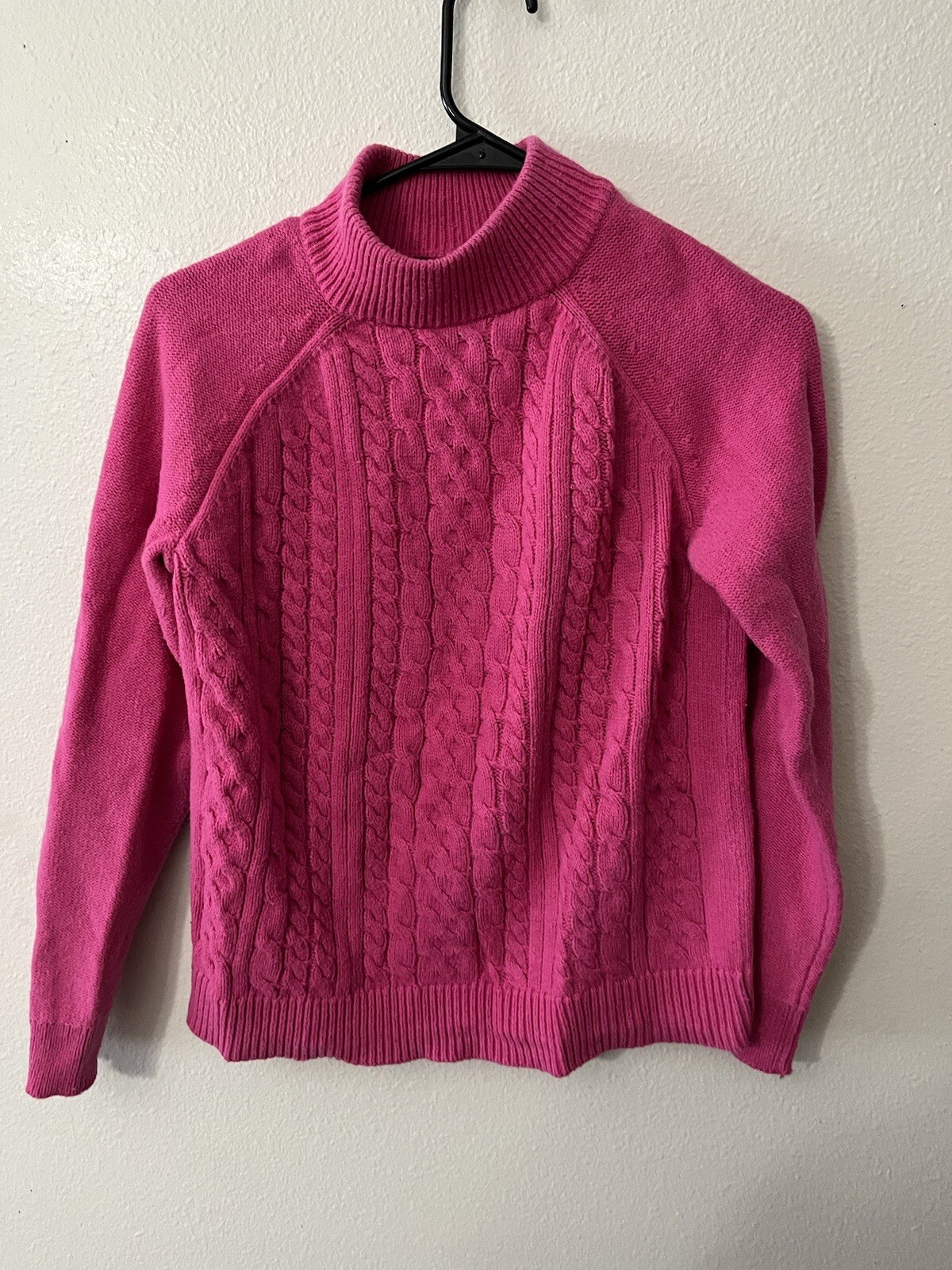 GAP‎ Medium Solid Pink Mock Neck Patterned Sweate… - image 1