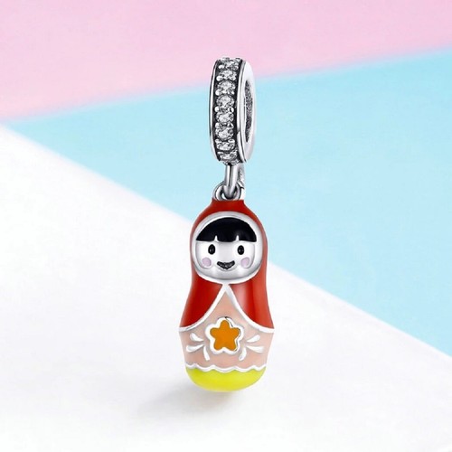 Sterling Silver 925 Charm Russian Doll Dangle Pendant Family Mum World Travel - Picture 3 of 6