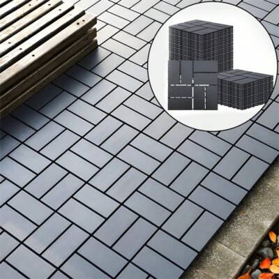 LOOK-44 Pack 12''X12'' Plastic Interlocking Deck Tiles - Waterproof Outdoor For Al