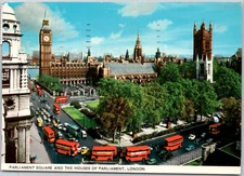Parliment Houses Square London England Busses Cars Street View 1976 Postcard