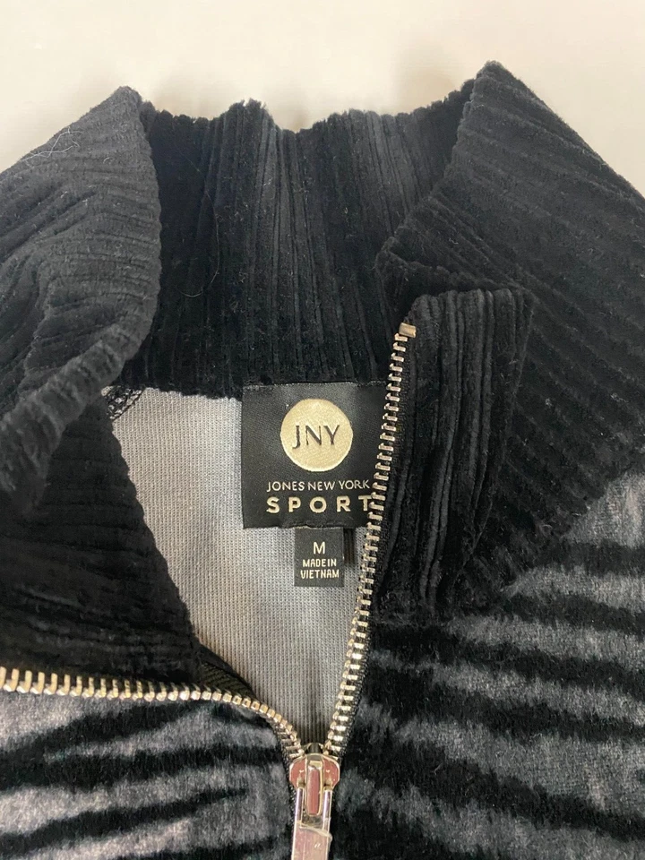 Jones New York Mujer Chaleco Mediano Negro Cremallera Completa Deportivo Elástico JNY Foto 4 de 4