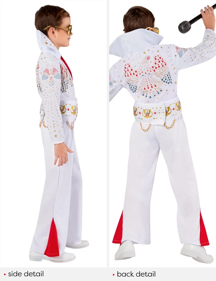 Deluxe Elvis Costume Jumpsuit for Kids Authentic Licensed Toddler Outfit - Image 2 of 4