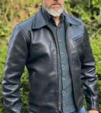 Giacca in pelle nera alla moda da uomo fatta a mano, giacca stile moto biker per uomo