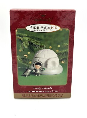 Vintage Frosty Friends 2000 Porcelain Fine Pewter Seal Eskimo Igloo With Box