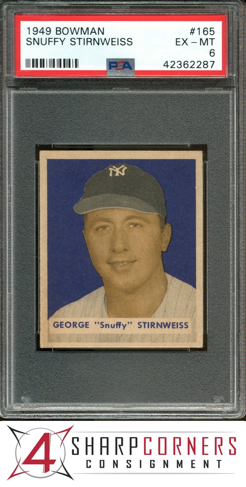 1949 BOWMAN #165 SNUFFY STIRNWEISS PSA 6