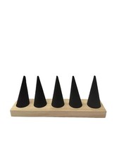 5 Velvet Cones Display for Rings, Earrings with wood base shop uk stock