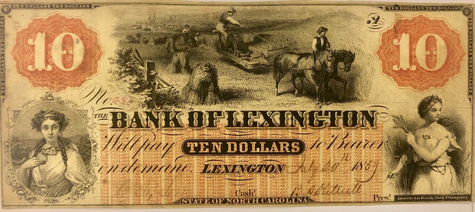 10, 1859, Bank of Lexington, Davidson County, North Carolina eBay