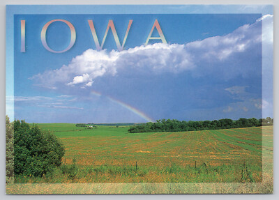 Iowa Landscape Farm Rainbow Scenic View Family Farmland Postcard