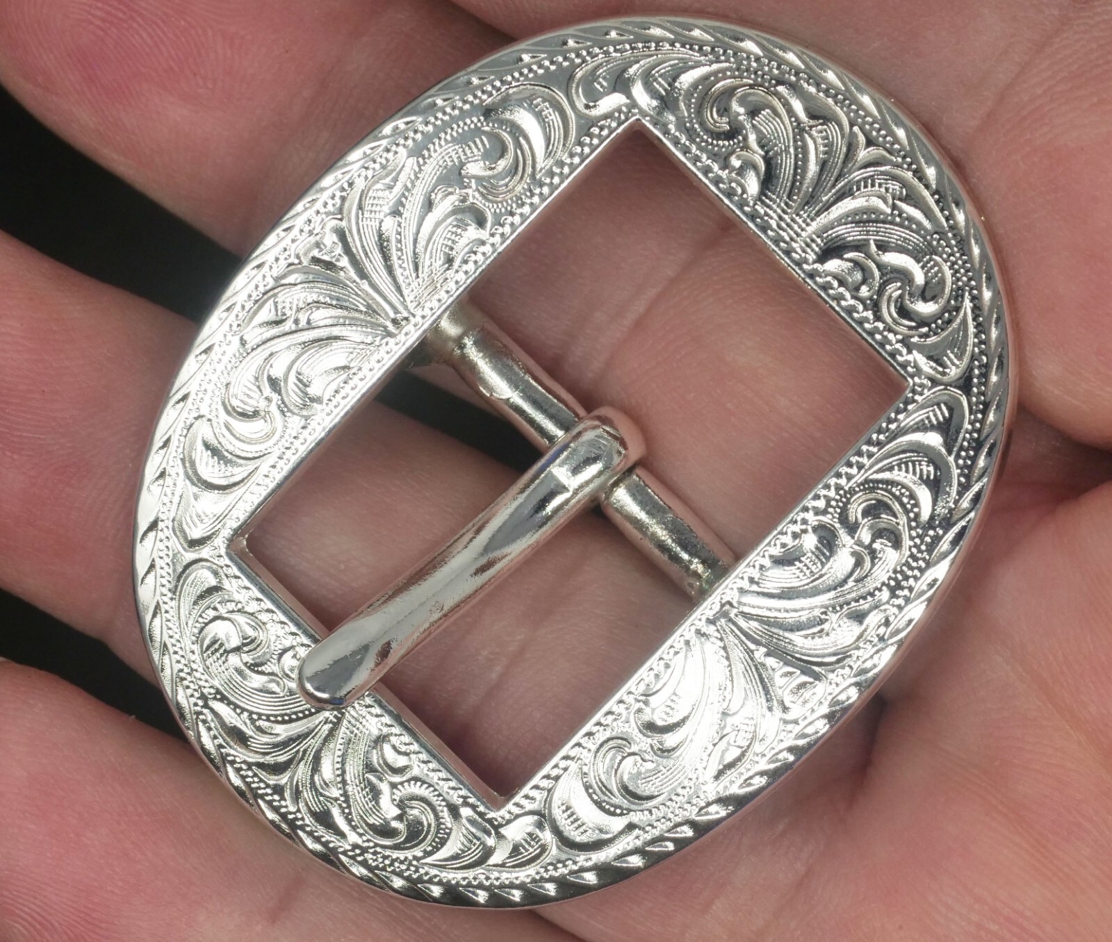 Tandy Fancy Engraved Silver Belt Buckle. Never used. Buckle is 2