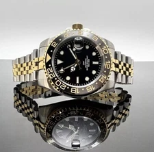 Custom 40mm GMT Style Two Tone Gold Mod Watch w/ NH34 Automatic Movement