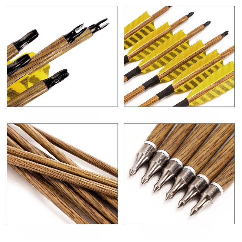 6/12pcs 31" Carbon Arrows SP500 Feather Compound Recurve Bow Hunting Target - Image 4 of 4