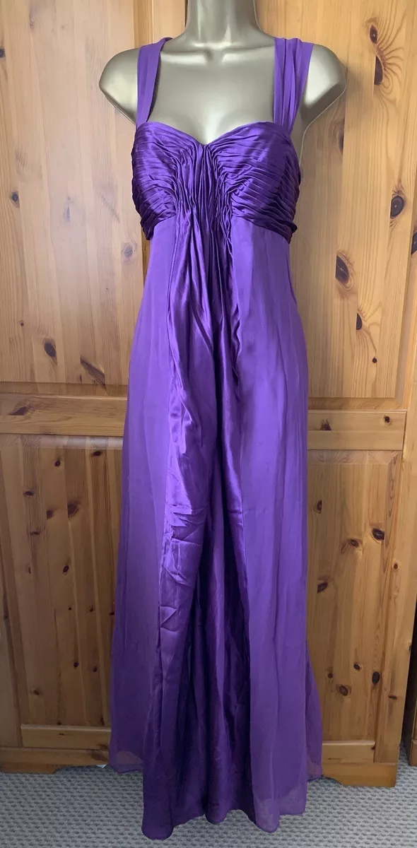 Stunning Phase Eight Evening Occasion Purple Silk Maxi Dress Size