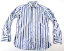 Ted Baker Endurance Mens Cufflink Shirt Blue Striped Superfine Cotton SIZE 16