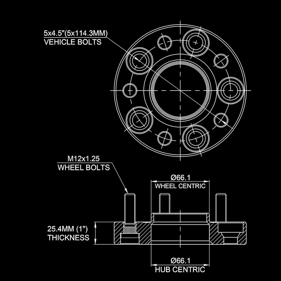 4 piezas espaciadores de rueda centrados en el cubo de 1" 25 mm 5x114,3 para Nissan 240SX 350Z 370Z G35 G37 Foto 3 de 4