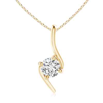 ANGARA 0.5 Ct Natural Diamond Pendant Necklace in 14K Solid Gold (H, SI2)