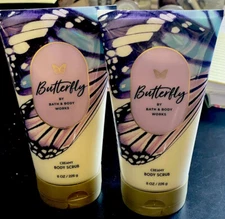2x Bath & Body Works NEW BUTTERFFLY Creamy Body Scrub 8oz EXFOLIATE RARE SOLDOUT