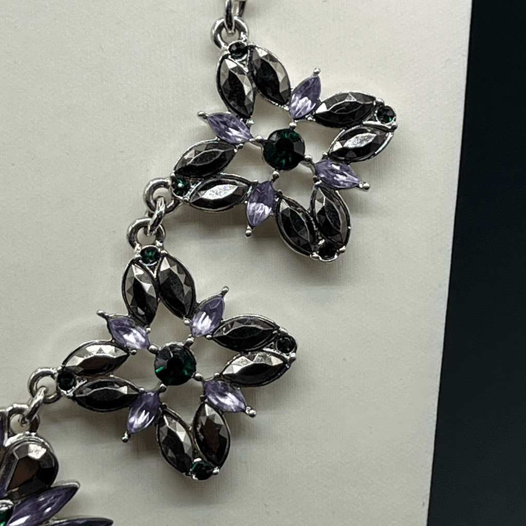 Crystal Statement Necklace Rhinestone Chunky Flow… - image 2