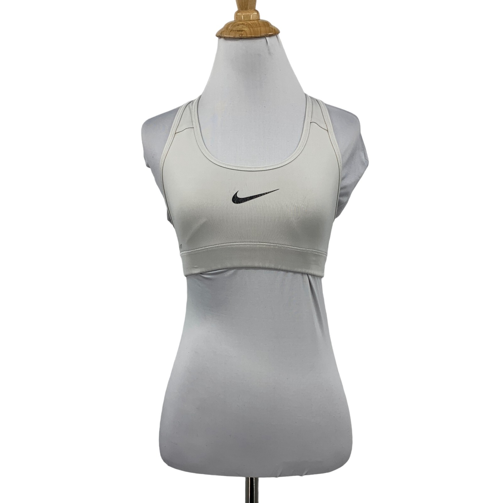Nike Sports Bra Women XS Extra Small Snow Gray Dri Fit Unpadded Racerback Swoosh-image