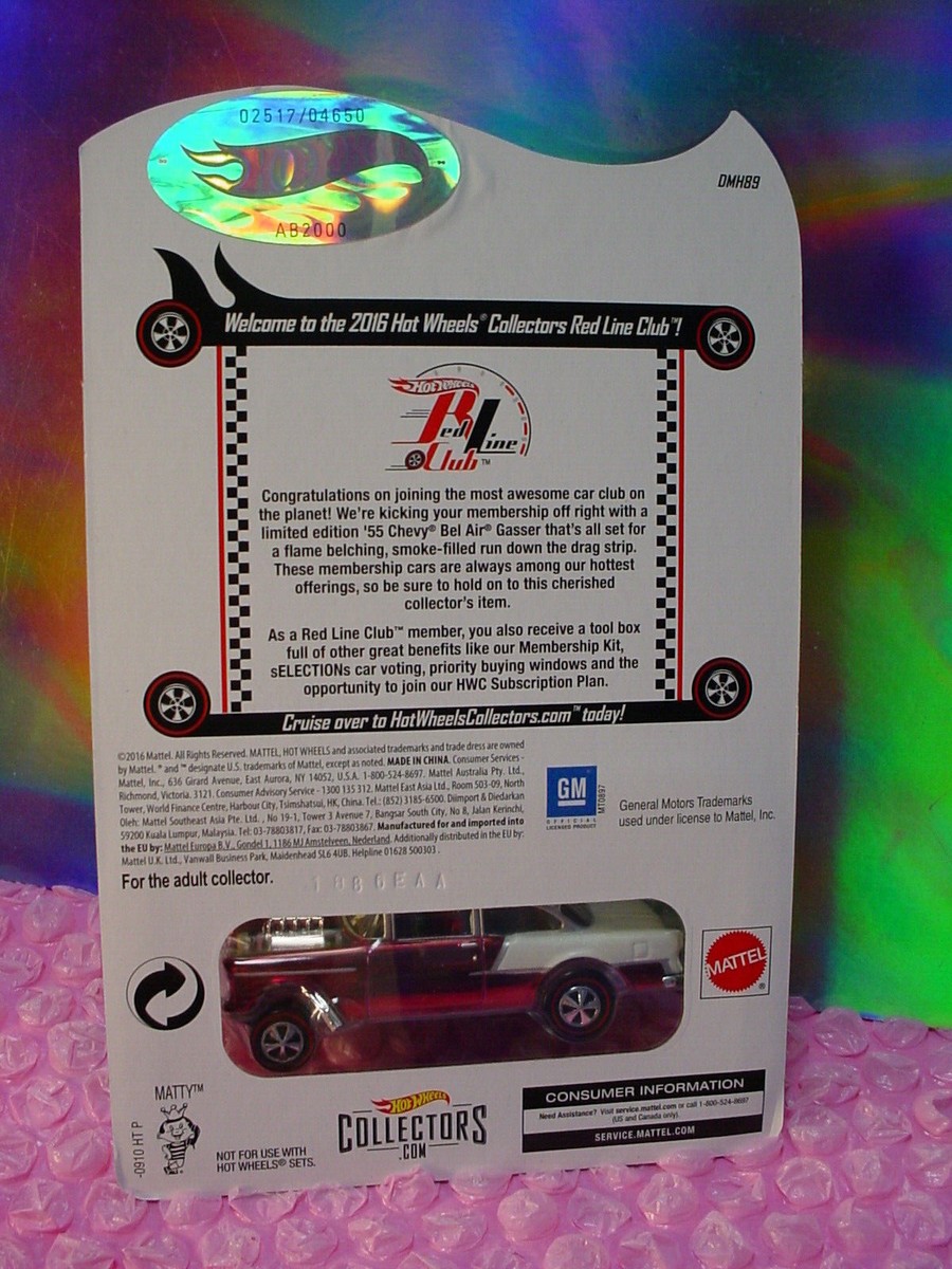Hot Wheels RLC CLUB EXCLUSIVE '55 CHEVY BEL AIR GASSER☆red