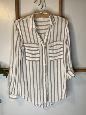 DAY TO DAY Blu Pepper Striped Button Down Sz S | eBay