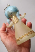Vintage Blown Glass BLUE HAIR GIRL Large Christmas Ornament De Carlini Italy
