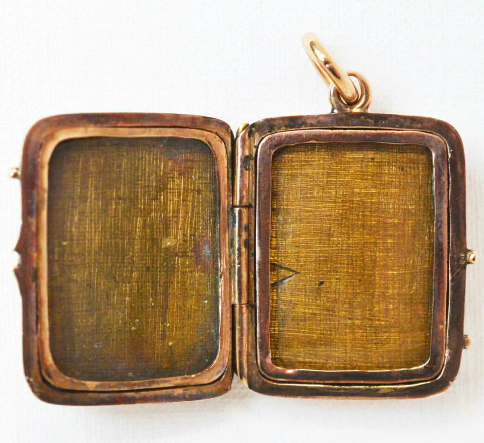 Medaillon Anhänger 8 Karat 333 Gold 10,22 g Roségold Onyx Hufeisen Pferd um 1880 - Bild 3 von 3