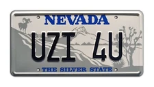 Tremors | Burt Gummer Jimmy | UZI 4U | Metal Stamped Replica Prop License Plate